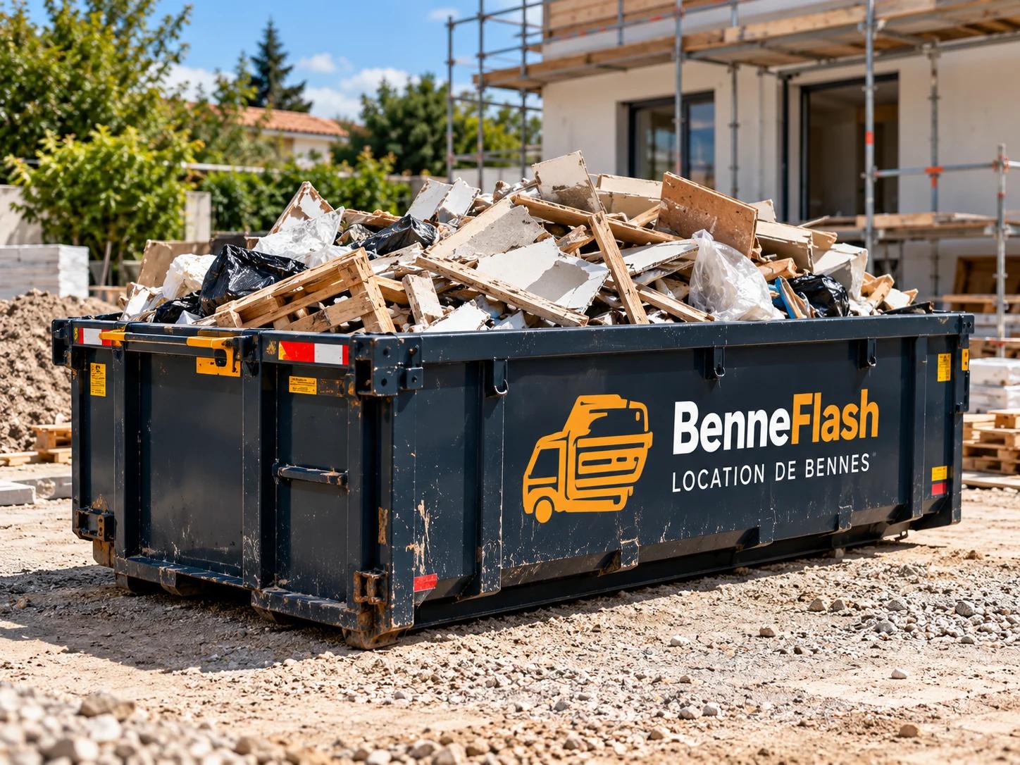 Benne tout-venant sur chantier